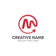 Initial letter M and arrow Digital marketing, data analysis and wealth management money security company logo design
