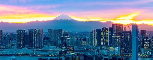 No drill roller blinds Fuji View of Mount Fuji from Tokyo, Japan at sunset