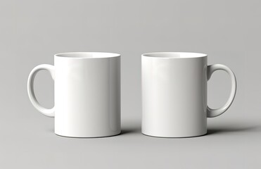 Obraz premium Shiny white cup in photo on gray background. generative AI