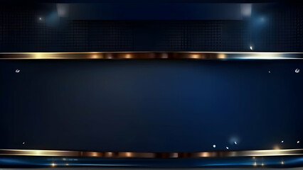 Dark Blue Golden Royal Awards Graphics Background. Lines Growing Elegant Shine Spark. Luxury Premium Corporate Abstract Design Template.