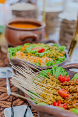 Indonesian Authentic Food, Chicken Intestines Satay, Or Sate Usus