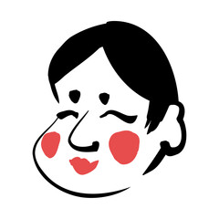 おたふく（おかめ）の和風ベクターイラスト（カラー）。