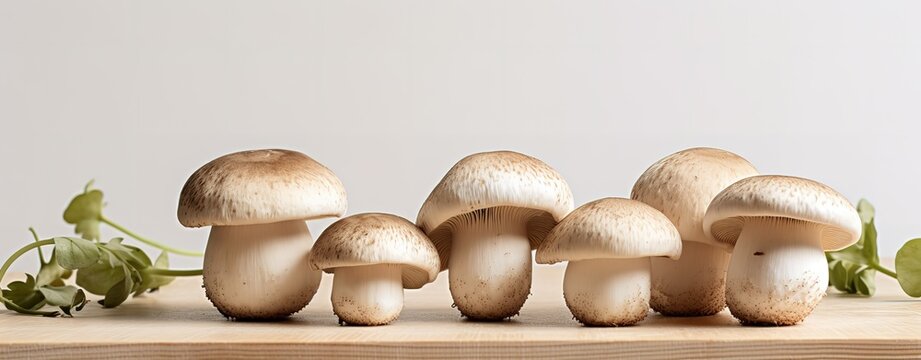 Fresh mushrooms in the photo on a white background. generative AI