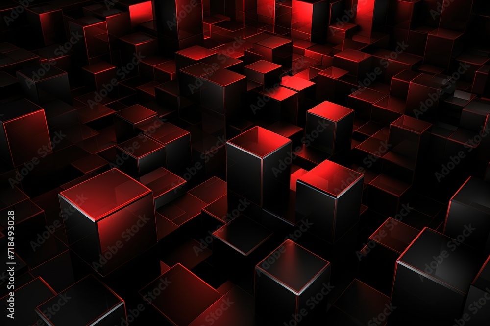 Poster elegant platform: red and black caro pattern creating a striking look , 3d render, abstract futurist