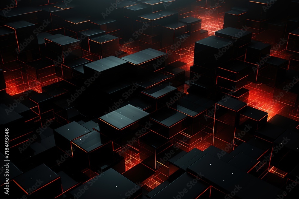 Poster elegant platform: red and black caro pattern creating a striking look , 3d render, abstract futurist