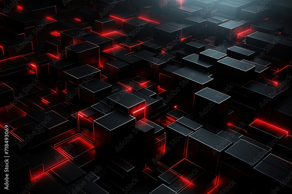 Poster elegant platform: red and black caro pattern creating a striking look , 3d render, abstract futurist