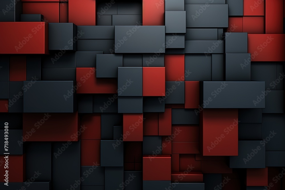 Poster elegant platform: red and black caro pattern creating a striking look , 3d render, abstract futurist