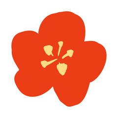紅梅の和風ベクターイラスト（カラー）。