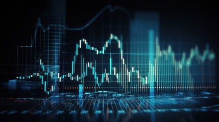 Naklejka premium A Investment finance chart infographic with ,stock market business and exchange financial growth graph., photo, on a blue background.