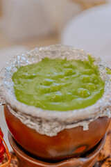 Indonesian Marrow Porridge With Pandan Leaves, Or Called Bubur Sumsum Pandan Hijau