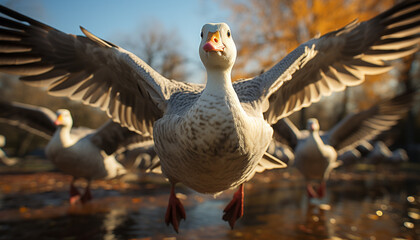 A beautiful summer day, a close up of a yellow duck generated by AI