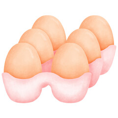 Chicken eggs on a pink tray