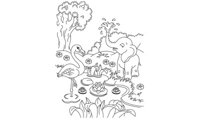 Animals coloring page stock illustration