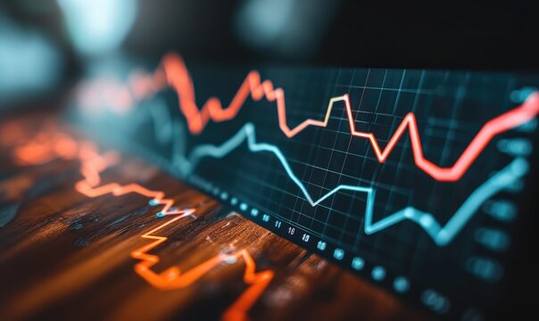 Inflation and tax concept Rising inflation rates graph, selective focus, blured