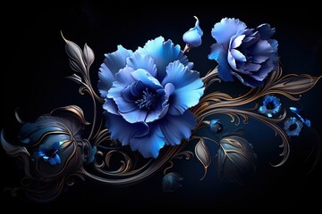 Flower Rudbeckia fulgida on a black background. computer based post processing Generative AI