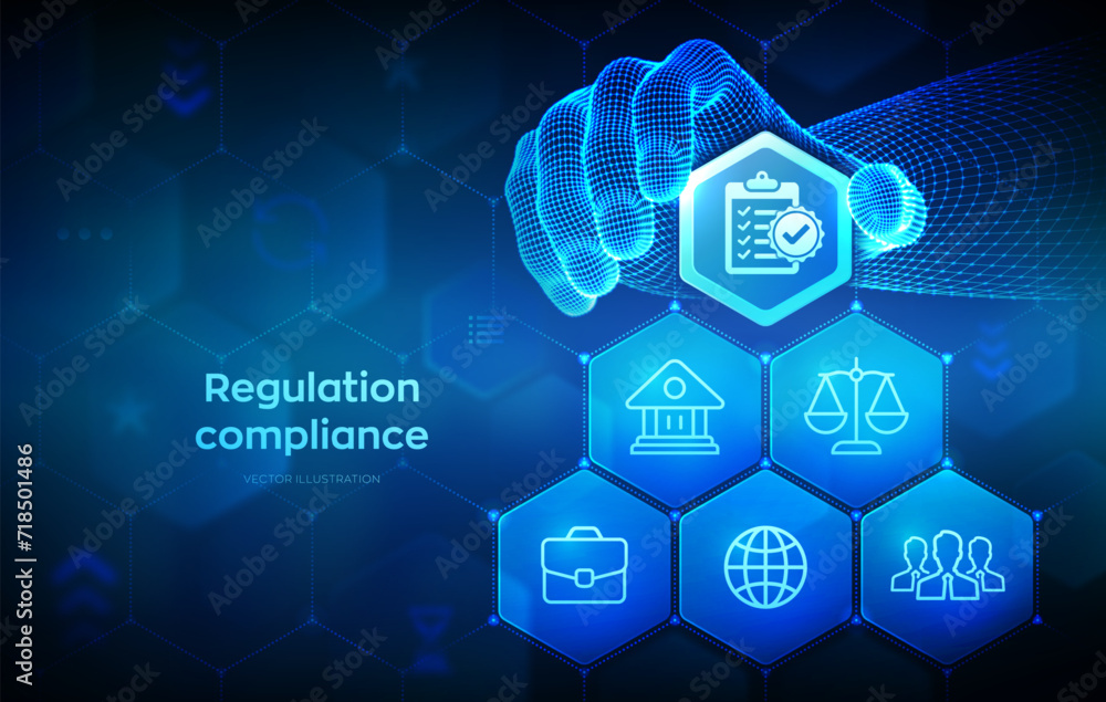 Wall mural regulation compliance financial control technology concept. compliance rules. law regulation policy.