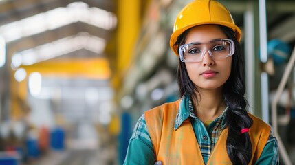 female engineer is working in factory or construction site.generative ai