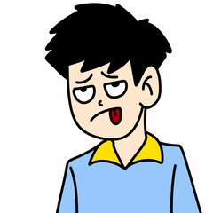 cute man cartoon on white background