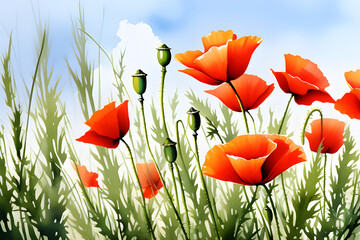 Obraz premium Provence Landscape Watercolor: Illustrations of lavender fields, mountains, rustic houses, trees, and more generative ai