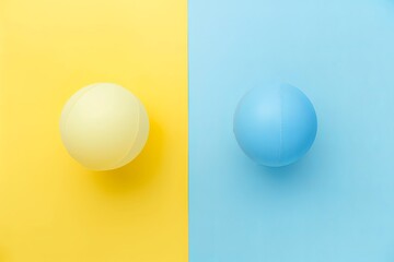 Yellow and blue mixed background with colorful balls 