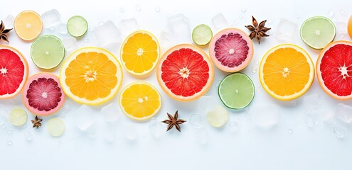 Colorful orange slices in photo on white background. generative AI