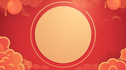 chinese frame red and gold with circular border background for greeting banner festival chinese new years