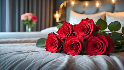 Obraz premium Luxurious Comfort with a Bouquet of Red Roses