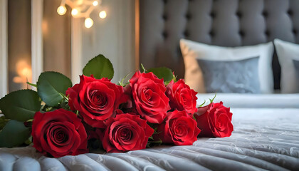 Obraz premium Luxurious Comfort with a Bouquet of Red Roses
