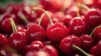 cherries on a market
