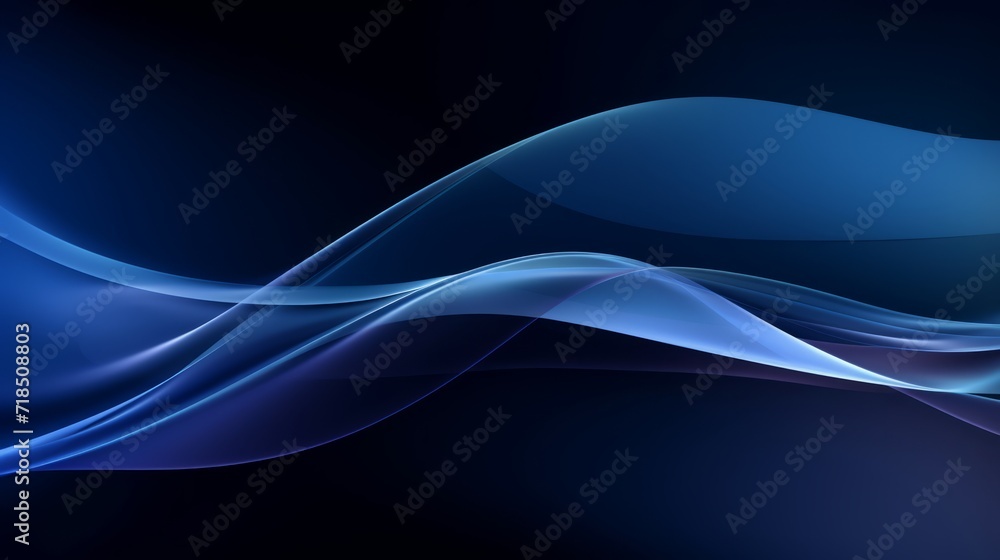 Poster dynamic curved lines: minimalistic dark blue abstract background with geometric elements