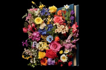 Floral book on a clear background. Generative AI