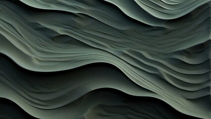 Dark green sand wavy texture with ridges and ripples background from Generative AI