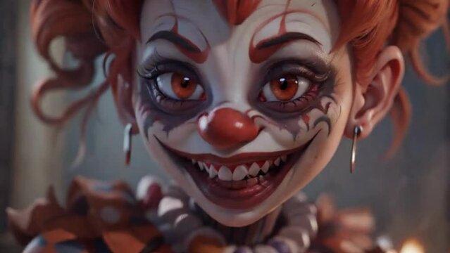 scary clown masked kid looping animation 