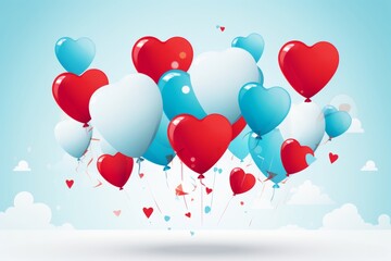 red balloons on sky vector art, valentine vector art , celebration