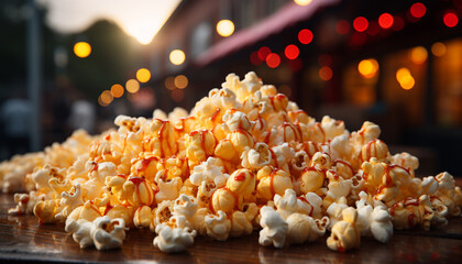 Fresh gourmet snack on wooden table, nature healthy illumination generated by AI