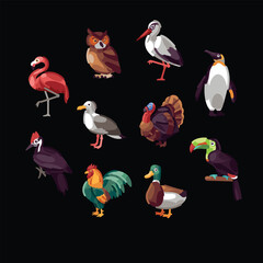 one set of animal icon illustrations