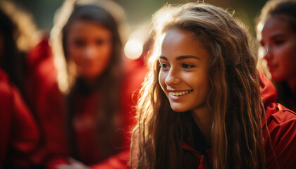 A joyful group of young adults smiling together generated by AI