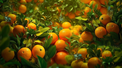 Organic orange garden fruit orchard background. 