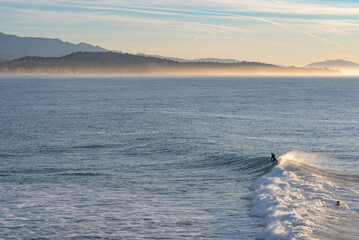 Obraz premium Surfing, Campus Point, UCSB, Early Morning Light, California Surfing Culture