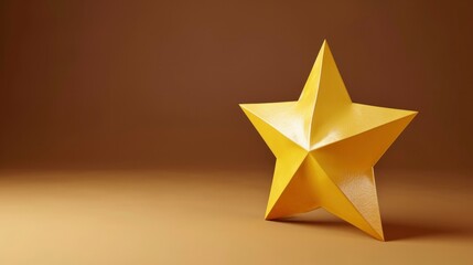 Yellow Star isolated on brown clour