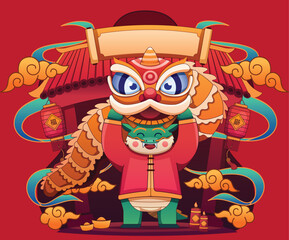 Chinese New Year, illustration of a dragon as an icon of the Chinese New Year's Day feeling
