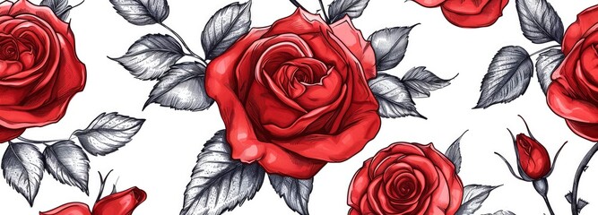 Hand drawn rose pattern