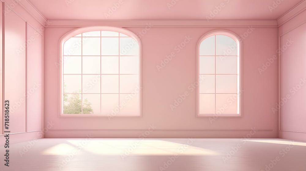 Poster modern spacious concrete interior with an empty poster layout on the wall. 3d rendering.