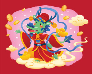 Chinese New Year, illustration of a dragon as an icon of the Chinese New Year's Day feeling