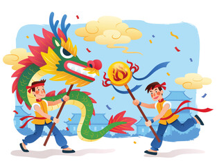 Chinese New Year, illustration of a dragon as an icon of the Chinese New Year's Day feeling