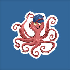 octopus cute sticker design