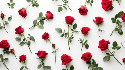 red roses, on white background