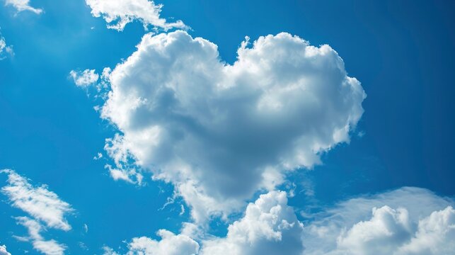 White love icon cloud against a blue sky