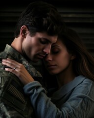 Fototapeta na wymiar Soldier and his girlfriend