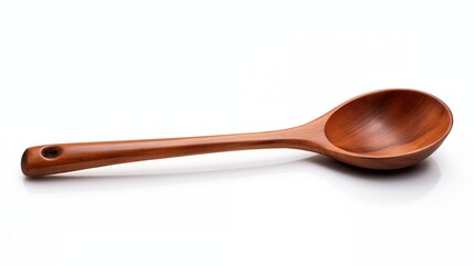 A wooden spoon on a white background.